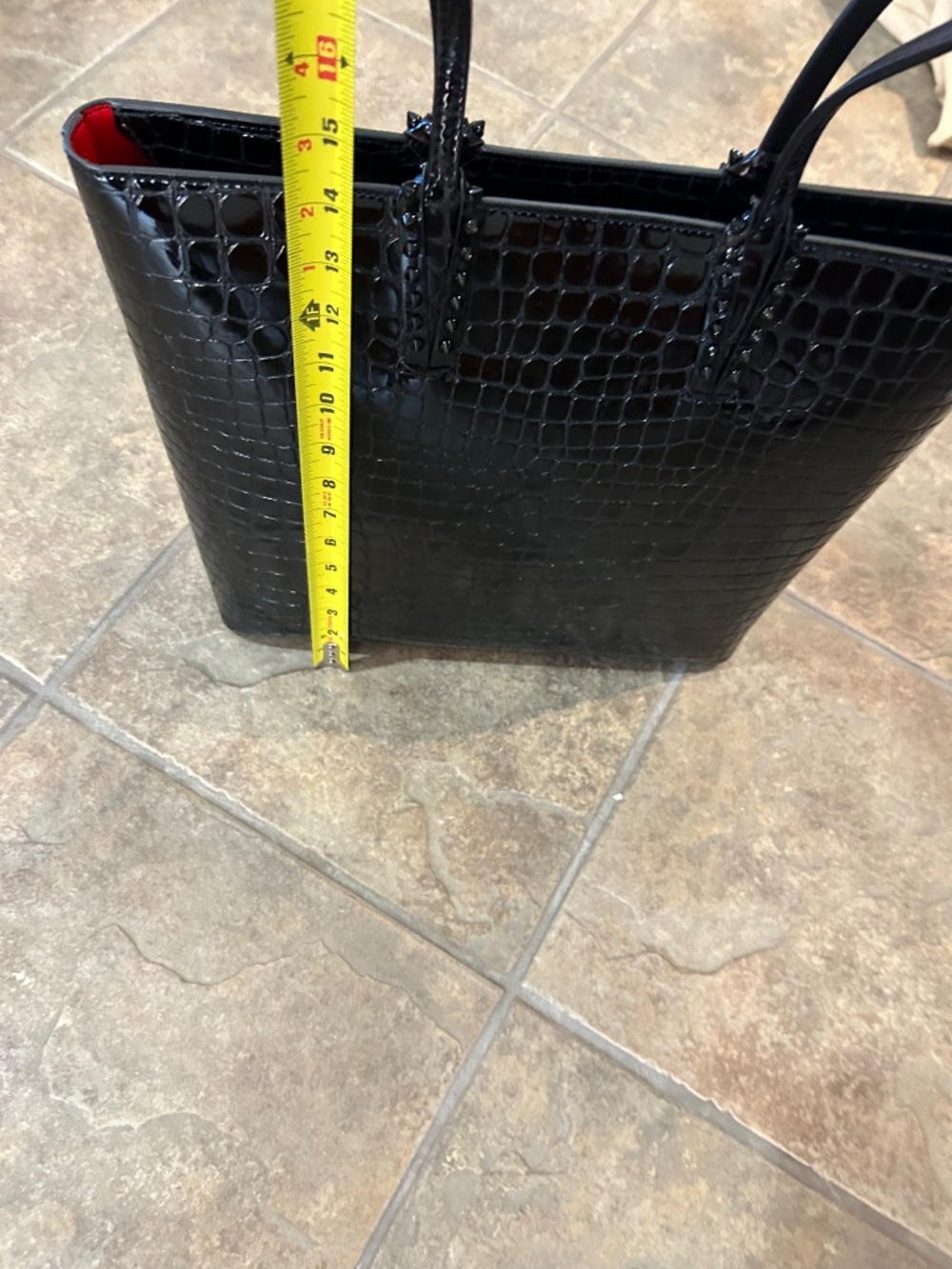 Women’s Christian Louboutin Black Embossed Croc Cabata Tote Bag - Picture 3 of 5